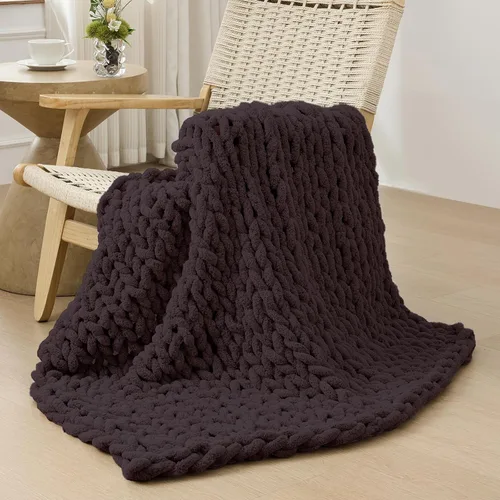 Vista 61 de Bigacogo - Cobija de punto grueso de 40 x 40 pulgadas, de felpilla, 100% tejida a mano, cobija pequeña de punto trenzado suave y grueso, con nudo