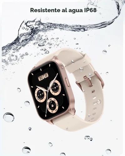 Vista 7 de TOOBUR - Reloj inteligente para mujer, compatible con teléfonos Android y iOS, responder/realizar llamadas, reloj de seguimiento de actividad Marfil