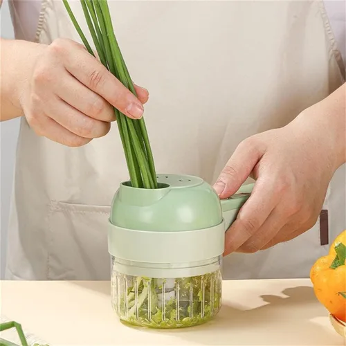 Vista 3 de Juego de cortador eléctrico de verduras, 4 en 1, portátil, recargable, inalámbrico, procesador de alimentos y máquina picadora para pimienta, ajo