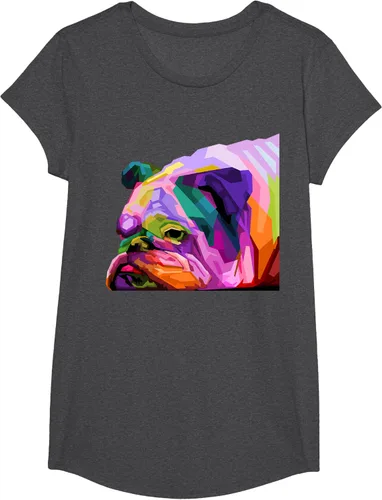 Vista 85 de Camiseta de retrato pop artístico de bulldog británico inglés para dueños de perros, Negro, S