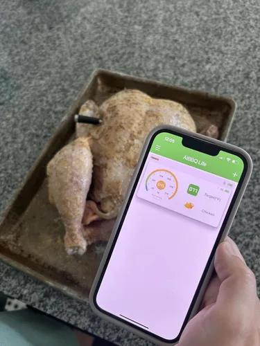 Vista 9 de Termómetro inalámbrico de carne con sincronización para parrilla, ahumar, cocinar con Bluetooth con sonda de sensor dual, control inteligente