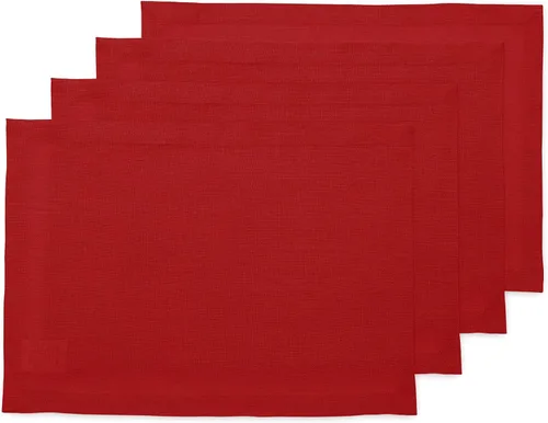 Vista 136 de Solino Home Juego de 4 manteles individuales blancos de 100 % lino puro de 14 x 14 pulgadas para invierno, San Valentín, primavera, Pascua, Fete
