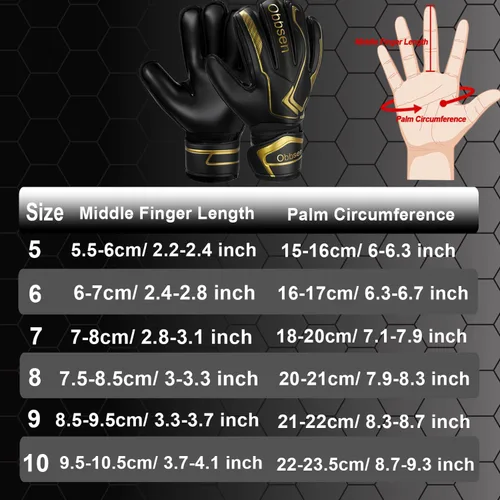 Vista 9 de Guantes de portero de fútbol con espinas para los dedos, guantes de portero de fútbol para niños, jóvenes y adultos, agarre fuerte antideslizante