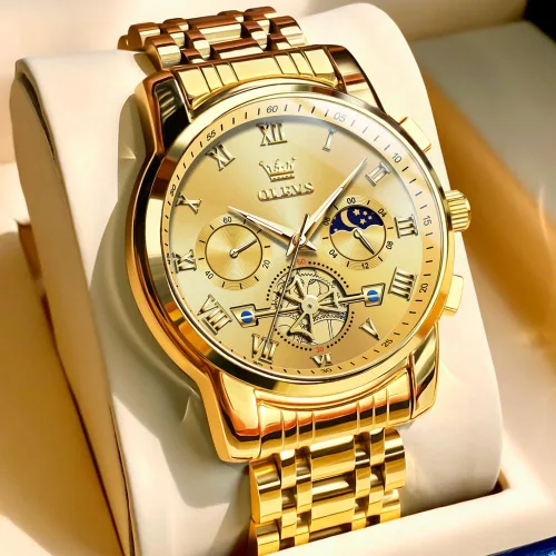 Vista 7 de OLEVS Reloj de pulsera ajustable de acero inoxidable impermeable para hombre, reloj analógico de cuarzo para hombre, moda de negocios, clásico