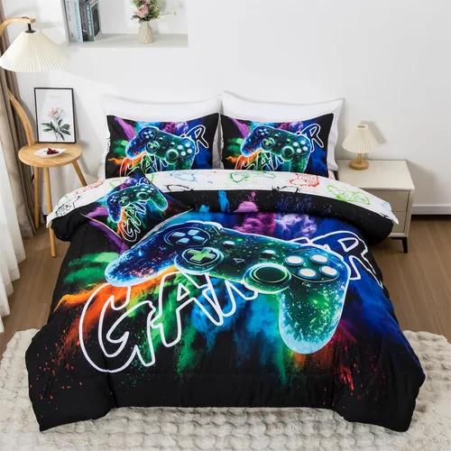 Vista 15 de Aimuan Gamer Gaming Juegos de Ropa de Cama Juegos de Edredón 3D Gamepad para Niños Consola de Juegos Botones de Acción Novedoso Controlador de Juego