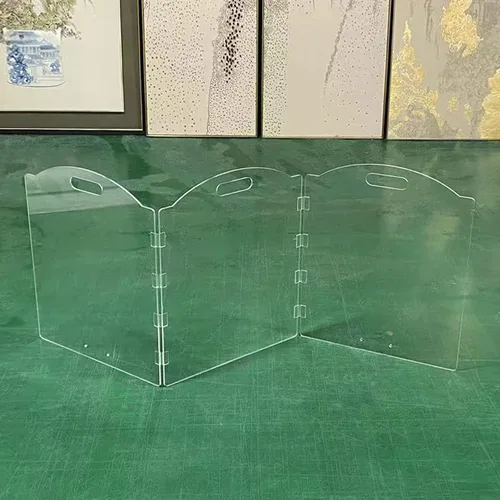 Vista 8 de Puertas independientes de acrílico transparente para perros para la casa, puertas plegables de 3 paneles para mascotas, para puertas, escaleras