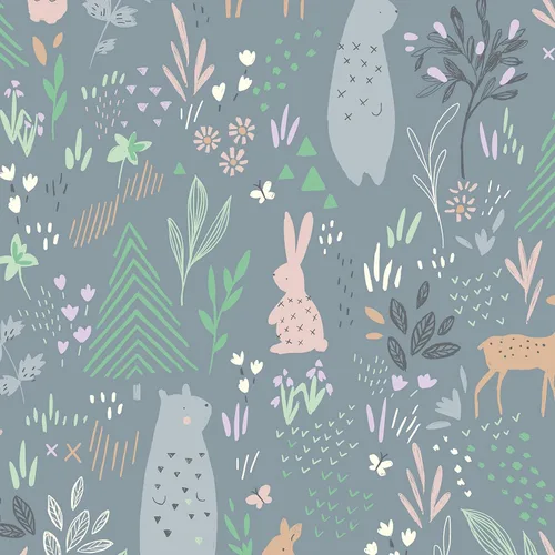 Vista 2 de RoomMates RMK12121RL Green Spring Forest Pals - Papel tapiz para despegar y pegar