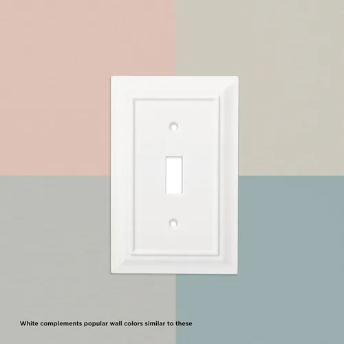 Vista 4 de Franklin Placa de pared/placa para interruptores/funda, simple, de arquitectura clásica, de bronce, Blanco, W35242-PW-C