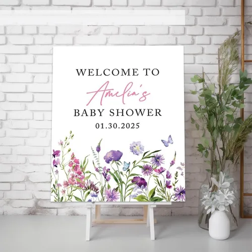Vista 14 de Letrero de bienvenida para baby shower, decoración de baby shower de Little Cutie - Letrero personalizado para baby shower con texto en inglés "A