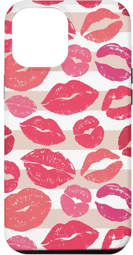 Vista 24 de iPhone 16 - Funda con diseño de beso y lápiz labial rosa