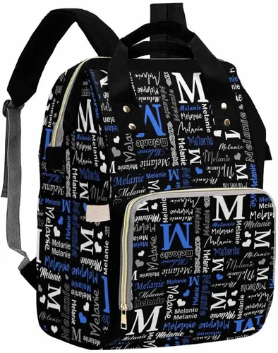 Vista 32 de Artsadd Bolsos para pañales personalizados con nombre, mochila monograma, regalos para baby shower, pattern 01, Tamaño único, Mochilas Daypack