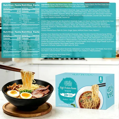 Vista 2 de VOLO VERO Paquete variado de fideos ramen con alto contenido de proteínas