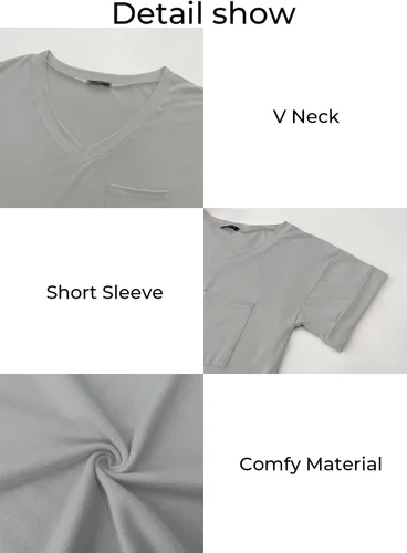 Vista 4 de Miholl Camiseta holgada, informal, de manga corta, con cuello en V, para mujer