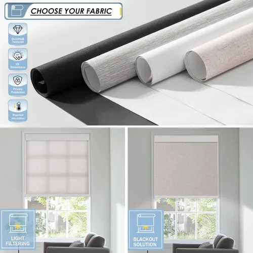 Vista 3 de Persianas motorizadas inteligentes con control remoto, persianas enrollables automáticas sin taladro, persianas eléctricas opacas para ventanas