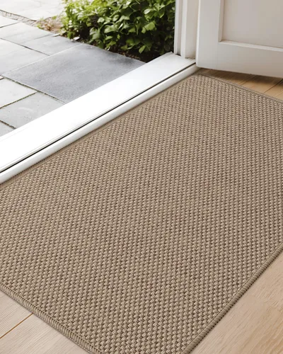Vista 44 de Color&Geometry - Tapete para puerta delantera de 26 x 47 pulgadas, atrapador de suciedad con parte trasera de goma ultra antideslizante, perfil Caqui