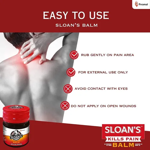 Vista 5 de Sloan's Balm Mata el dolor severo Poder del ayurveda con 5 aceites herbales Acción de calor única con extracto de pimiento 20 gm x paquete de 4
