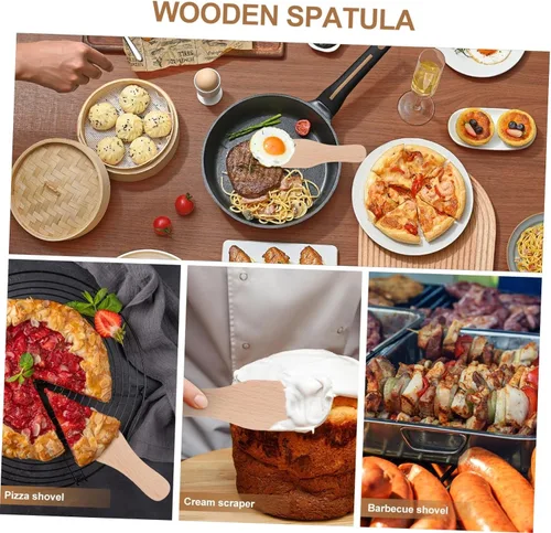 Vista 4 de HEMOTON Conjuntos de utensilios de cocina de madera Pala segura espátula de mantequilla de madera Jam Scraper Simple diseño práctico piezas