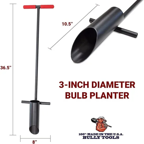 Vista 6 de Bully Tools Herramienta para plantar bulbos, acero duradero de 3 pulgadas de diámetro con mango estilo T para plantar bulbos, anuales y enchufes