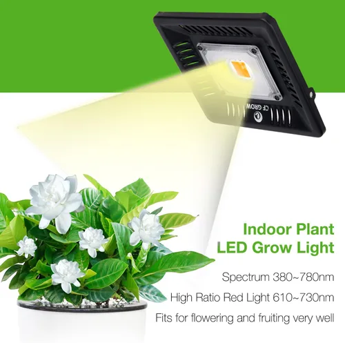 Vista 2 de Luz LED de crecimiento impermeable de 100 W de espectro completo, luz LED COB blanca de 3500 K, disipación de calor natural sin ruido, adecuada