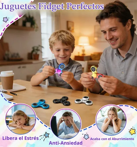 Vista 3 de ATESSON Paquete de 5 Fidget Spinner Metal Fidget Spinners Juguetes para 2-Multicolor