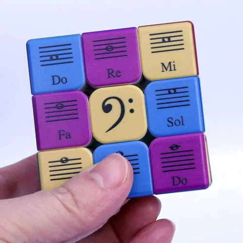 Vista 5 de Speed Cube - Rompecabezas de 3 x 3 x 3 pulgadas, diseño de notas musicales, rompecabezas de IQ Games, efecto de alivio, regalo para amantes