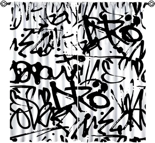 Vista 15 de Cortina opaca de graffiti para pared de ciudad, graffiti, hip hop, cultura callejera, impresión colorida de arte abstracto para niños, adolescentes