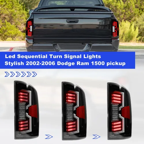 Vista 3 de Luces traseras secuenciales LED para Dodge Ram 1500 2002-2006 y Dodge Ram 2500 / 3500 2003-2006, conjunto de luces traseras LED completas