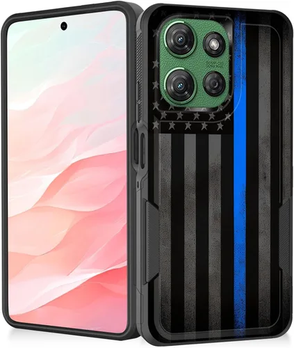 Vista 52 de Funda para Moto G Play 4G 2024, resistente de doble capa híbrida de policarbonato duro, goma suave, a prueba de golpes, funda protectora resistente