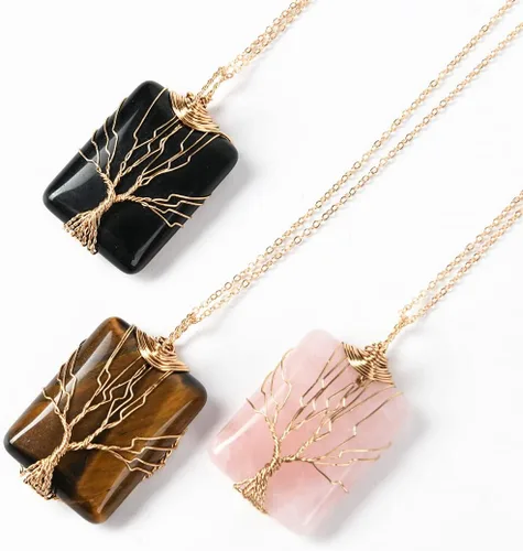 Vista 4 de YGLINE Collar de cristal curativo con piedra natural para mujer