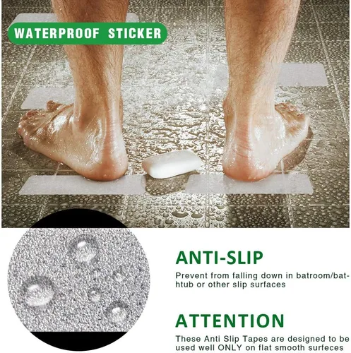 Vista 3 de Tiras antideslizantes para bañera, 18 unidades, adhesivos más grandes, antideslizantes, para bañera, baño, escaleras con raspador prémium
