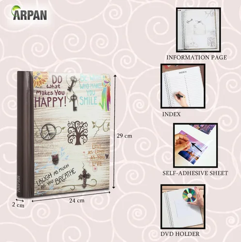 Vista 3 de Arpan Álbum de fotos de páginas magnéticas autoadhesivas grandes – 1 álbum de fotos con eslóganes inspiradores para la vida