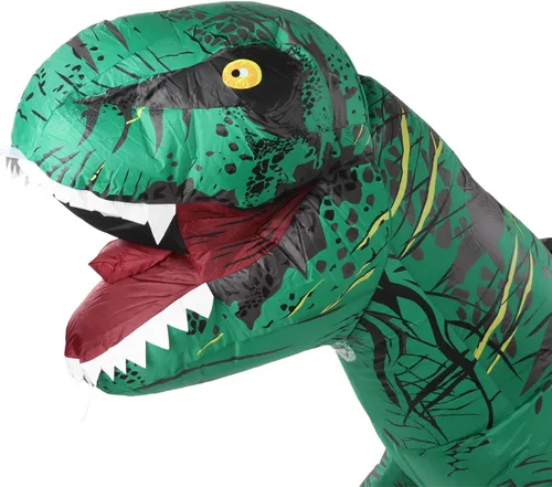 Vista 9 de HURRISE Disfraz inflable de dinosaurio, disfraz de T Rex para Halloween (verde)