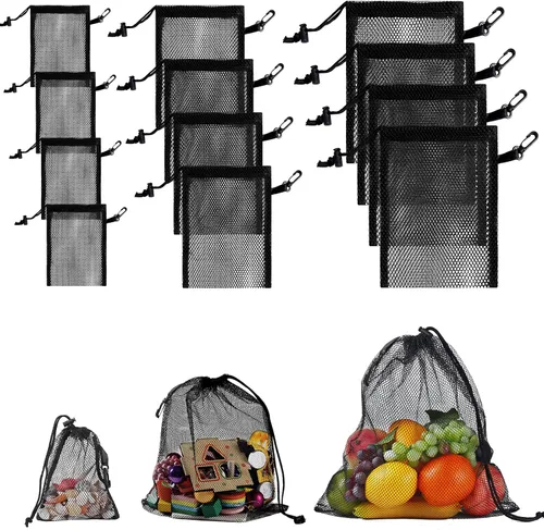 Vista 8 de 13 "X15.5" 12pcs malla lavandería cordón bolsa nylon cordón gimnasio bolsa con cierre de cordón