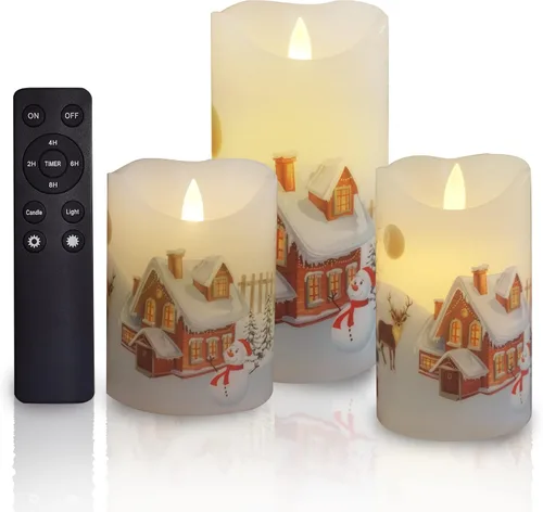 Vista 11 de CANDLE CHOICE Velas sin llama que cambian de color a pilas con temporizador remoto, cera real, parpadeante, eléctrica, multicolor, luces LED