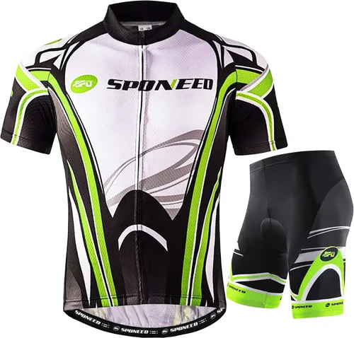 Vista 9 de Sponeed, suéter de ciclismo, mallas cortas con almohadilla, respirable, ciclismo, hombres. Tonos de azul