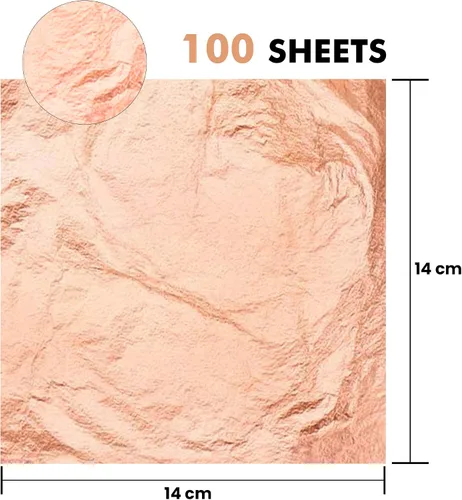 Vista 2 de Hojas de cobre – 100 hojas de cobre real 5.5 x 5.5 in hoja metálica de oro rosa para manualidades, manualidades, manualidades, pintura, dorado