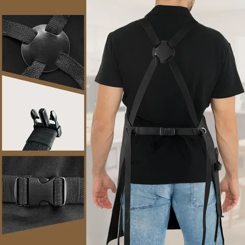 Vista 3 de Professional Work Chef Apron for Men Women, Duty Water-Resistant Cotton Canvas, Durable Adjustable, Cooking BBQ