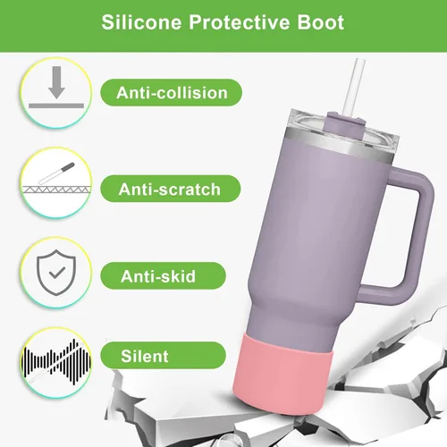 Vista 4 de 2 fundas de silicona para botas de ajuste perfecto para vaso Stanley de 40 onzas con asa y botella de agua Iceflow de 20 30 onzas, accesorios