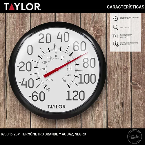 Vista 2 de Taylor Precision Products - Termómetro de pared 6700 Big & Bold, tamaño único, negro