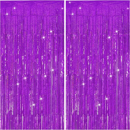 Vista 31 de Cortina de oropel con flecos negra para decoración de fiesta de cumpleaños, 2 paquetes, cortina de fiesta con purpurina, decoraciones de fiesta