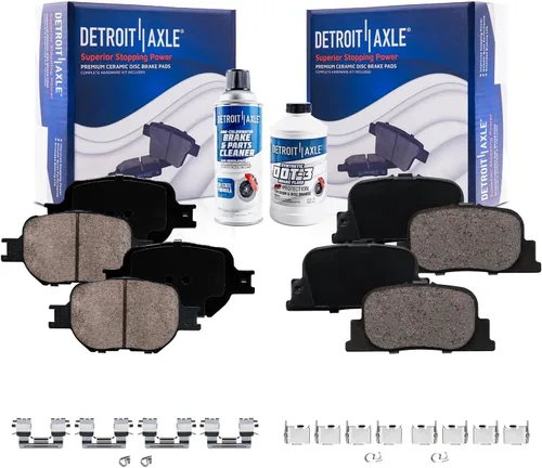 Vista 143 de Detroit Axle - Pinza de disco del lado del acompañante + pastillas de freno de cerámica de repuesto para Lexus HS250H Toyota RAV4 Prius V Scion xB