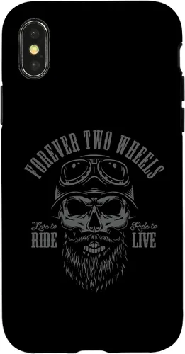 Vista 5 de Forever Two Wheels Biker Skull with Beard Motorcycle Design - Carcasa para iPhone 17
