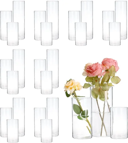 Vista 11 de PHOSPHOR Portavelas Hurricane para velas de pilar cilindros de vidrio transparente centros de mesa jarrones decoración de mesa centro de mesa