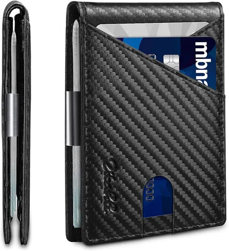Vista 98 de Zitahli - Billeteras delgadas RFID para hombres, billetera de cuero flexible con clip de dinero, cartera minimalista con bolsillo frontal