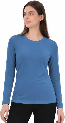 Vista 13 de 100% lana merino capa base mujer suave térmica manga larga camisa diaria Crema natural