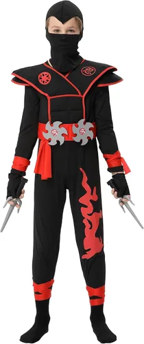 Vista 3 de Conjunto de disfraz de Ninja Deluxe para niños, disfraz de Kung Fu ideas de Halloween