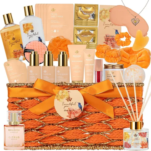 Vista 13 de 35 piezas de regalos de Navidad para mujeres y hombres, cesta de regalo de baño y cuerpo de carbón, kit de cuidado de la piel facial, regalo