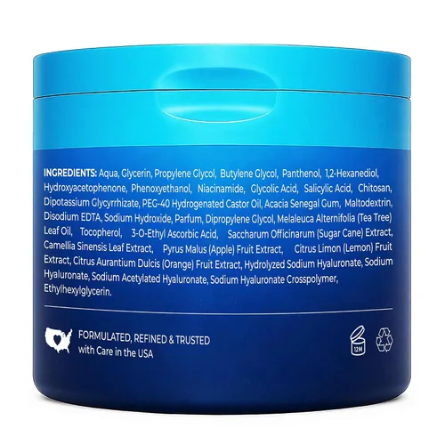Vista 9 de Hicream Almohadillas de ácido glicólico, tónico exfoliante facial de doble textura para el cuidado de los poros y la luminosidad de la piel