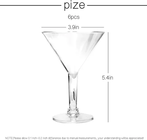 Vista 2 de Vasos de Martini acrílicos, vasos de Martini de plástico de 7 onzas Made of Shatterproof Plastic,Unbreakable and Perfect for Poolside, Outdoors