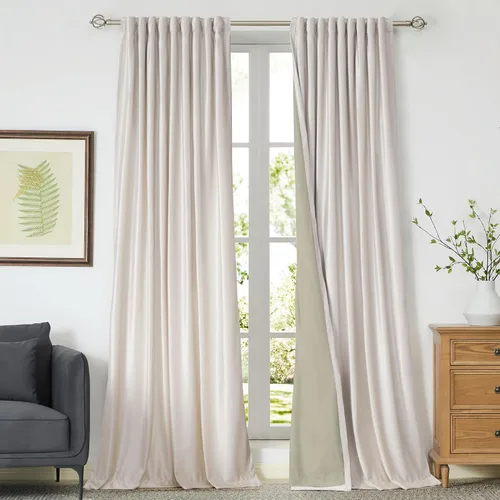 Vista 50 de Cortinas opacas de terciopelo de felpa negras de 63 pulgadas de largo para dormitorio, juego de 2 paneles de forro con bolsillo para barra, pestaña